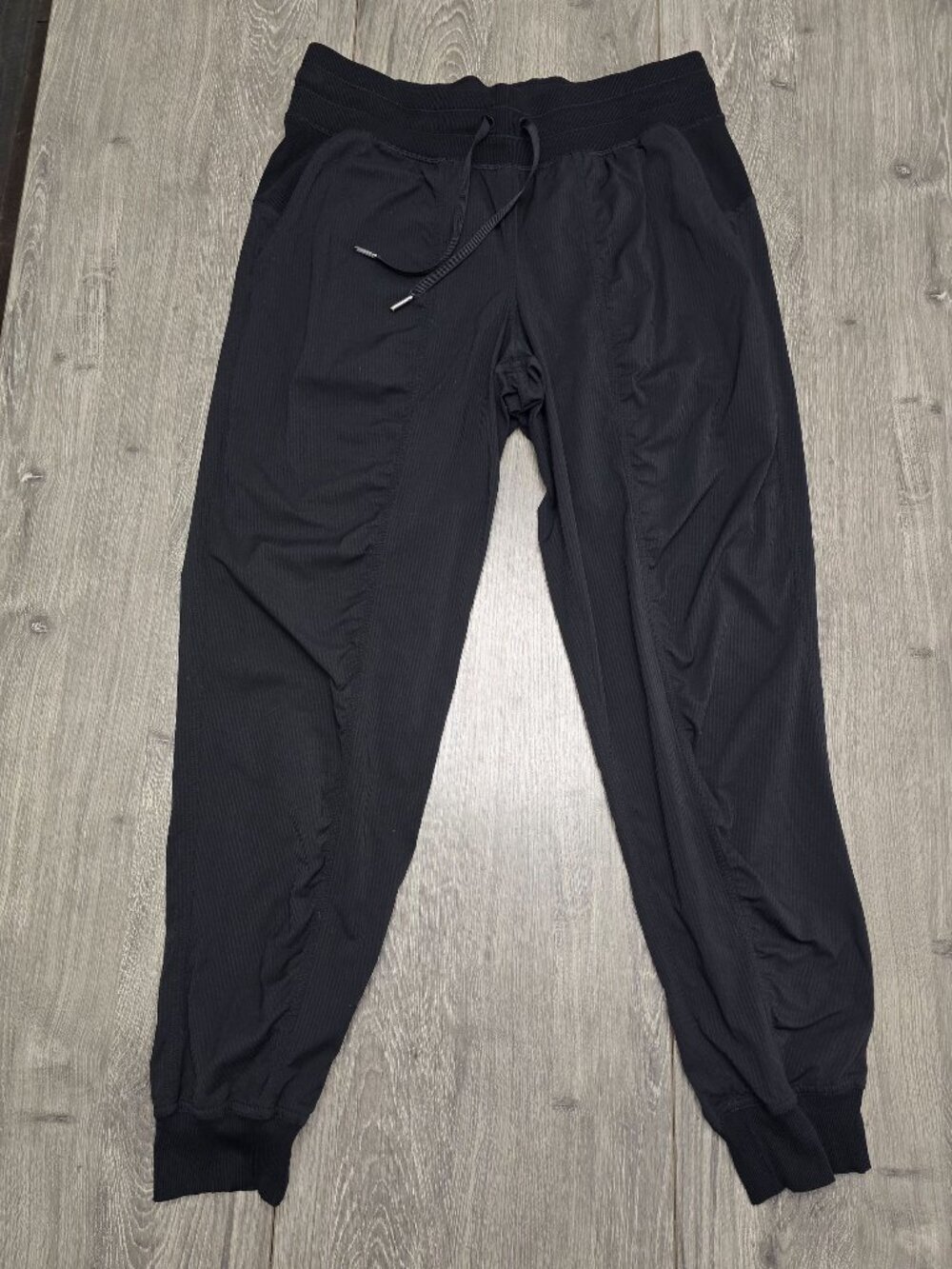 Lululemon Black Studio Mid-Ri Ribbed Joggers Size 10 Drawstring Waistband